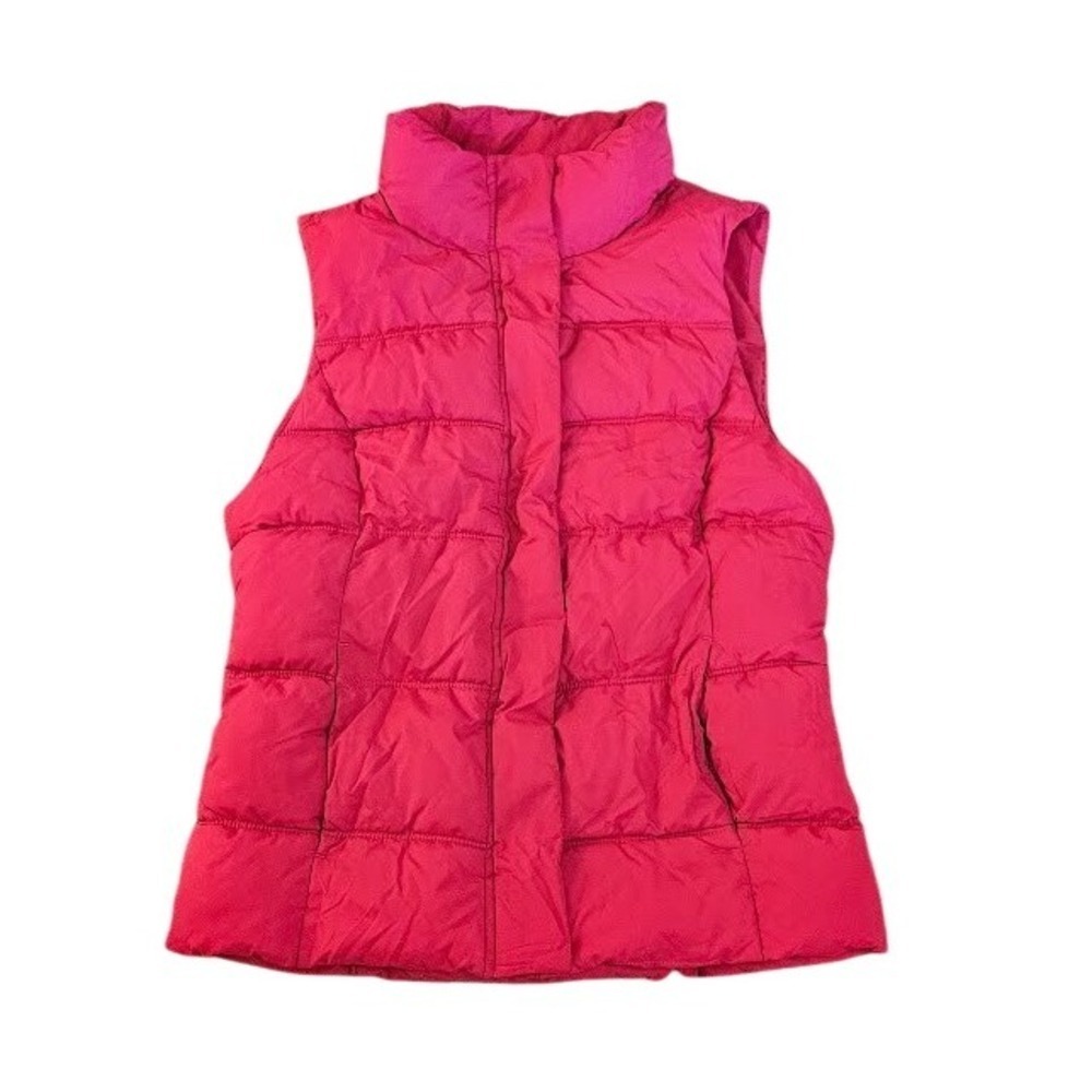 Gap Puffer Vest Women Medium Pink Quilted Full Zip Sleeveless Pockets